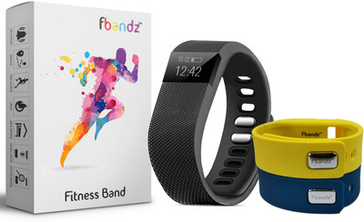

fbandz ™ TW64 Fitness SmartBand with 2 Colourful Replacement band(Yellow, Blue Strap Regular), Dark blue;yellow