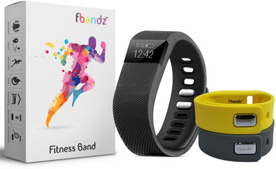 

fbandz ™ TW64 Fitness SmartBand with 2 Colourful Replacement band(Yellow, Grey Strap Regular), Grey;yellow