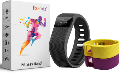 

fbandz ™ TW64 Fitness SmartBand with 2 Colourful Replacement band(Yellow, Purple Strap Regular), Purple;yellow
