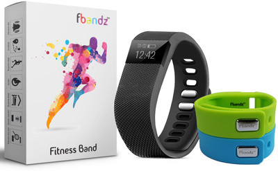 

fbandz ™ TW64 Fitness SmartBand with 2 Colourful Replacement band(Green, Blue Strap Regular), Blue;green