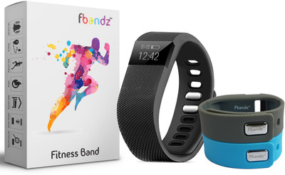 

fbandz ™ TW64 Fitness SmartBand with 2 Colourful Replacement band(Grey, Blue Strap Regular), Blue;grey
