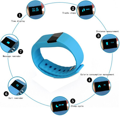 Callmate Wireless Activity Smart Bracelet(Blue Strap, Size : Regular)