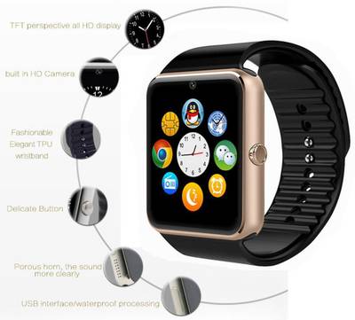 RoQ GT 08 Black SIM Card With 32 GB Memory Smartwatch