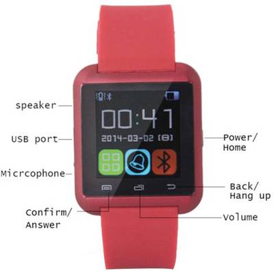 Micomy U8 Smartwatch (Red Strap) 