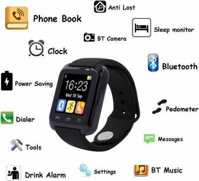 rich vogue U8 Smartwatch (Black Strap Free Size) 