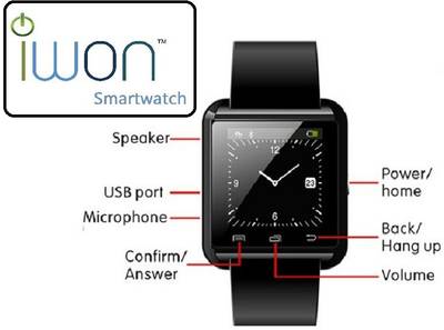 IWON U8 Smartwatch (Black Strap) 