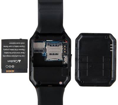Influx ® DZ09 SIM Card Mobile Phone Memory Card Support Black Smartwatch (Black Strap Free) 