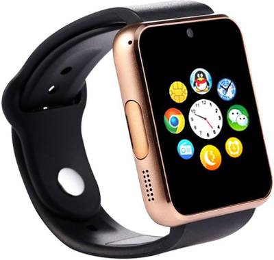 Frenzy BlackCopperWith Sim, Memorycard slot, Bluetooth and Fitness tracker Black Smartwatch (Black Strap) 