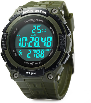 

Bs Spy PeDometer Waterproof Sports Multifunction LeD Digital 3D PeDometer Military With Alarm Without SpeeDometer Green Smartwatch(Green Strap Regular)