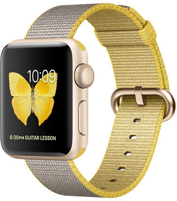 

Apple Watch Series 2 - 38 mm Gold Aluminium Case with Yellow / Light Gray Woven Nylon Band(Grey Strap Medium)