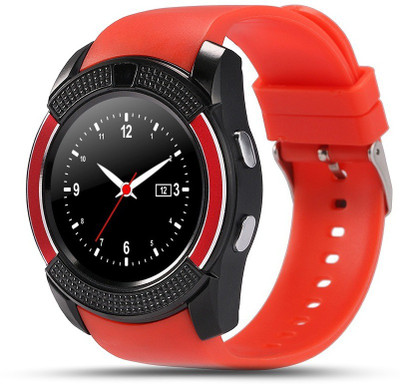 

Wonder World ™ Luxury MP3 Bluetooth V8 with SIM TF card Slot Support GSM Phone Call 0.3MP Camera Pedometer Sleep Monitor Red Smartwatch(Red Strap Regular)