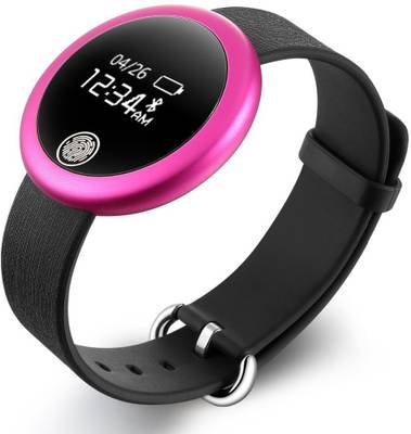 fbandz S6 IP-65 Waterproof Bluetooth Heart Rate Monitor Fitness Band Pink Smartwatch (Pink Strap Free size) 