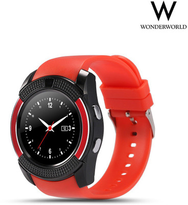 

Wonder World ® 1.22 inch HD IPS Full Round Screen, Resolution 240*240 pixel SIM Card Pedometer Sleep Monitor MP3 Red Smartwatch(Red Strap Regular)
