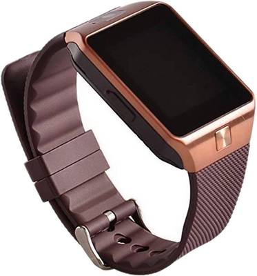 Frenzy With Sim, Memorycard slot, Bluetooth and Fitness tracker Copper Smartwatch (Brown Strap) 