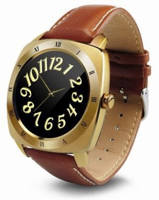 Wayona Bluetooth Smart Watch Heart Rate monitor Round Dial Wristwatch For Android and IOS Smart Wearable Luxury Gold Smartwatch (Brown Strap) 