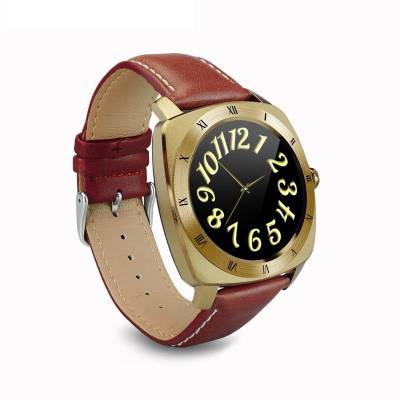 Wayona Bluetooth Smart Watch Heart Rate monitor Round Dial Wristwatch For Android and IOS Smart Wearable Luxury Gold Smartwatch (Brown Strap) 