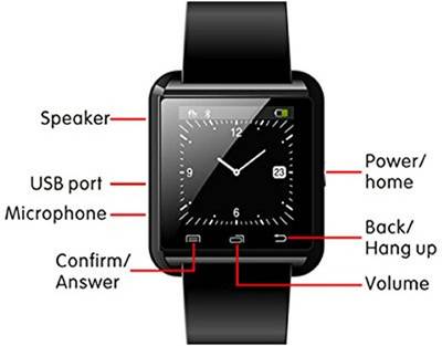 Micomy U8 Smartwatch (Black Strap) 