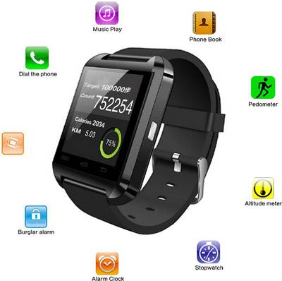 Bingo U8 Black Bluetooth Notification Watchphone Support Android and IOS Smartwatch