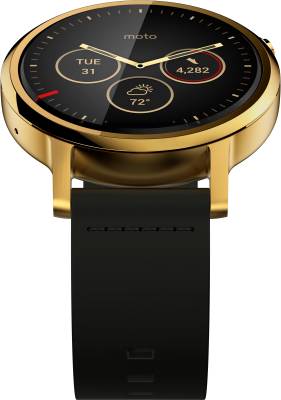 Motorola Moto 360 2nd Gen (46 mm) for Men Gold Black Leather Smartwatch