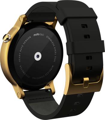 Motorola Moto 360 2nd Gen (46 mm) for Men Gold Black Leather Smartwatch