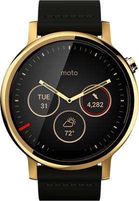 Motorola Moto 360 2nd Gen (46 mm) for Men Gold Black Leather Smartwatch