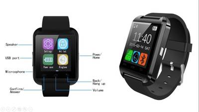 ZOON U8 Black Smartwatch (Black Strap) 