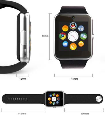 Shan GT-08 Smartwatch (Black, Silver, Red Strap) 