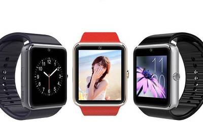 Shan GT-08 Smartwatch (Black, Silver, Red Strap) 