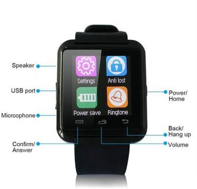 MDI u8 BLACK Smartwatch (Black Strap) 