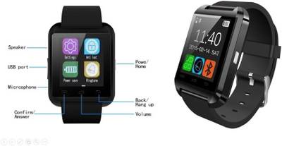 MDI u8 BLACK Smartwatch (Black Strap) 