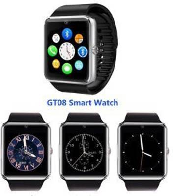 VCS GT08-C Silver Smartwatch (Black Strap M) 