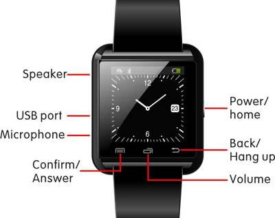 CrystaTech Bluetooth U8 black Smartwatch