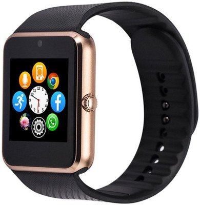 

Un Branded PUNIX GT08 Bluetooth Smart Wrist Watch With Camera, Sim & TF Card Support For Android, IOS & Smart Phone Gold Smartwatch(Black Strap Regular)