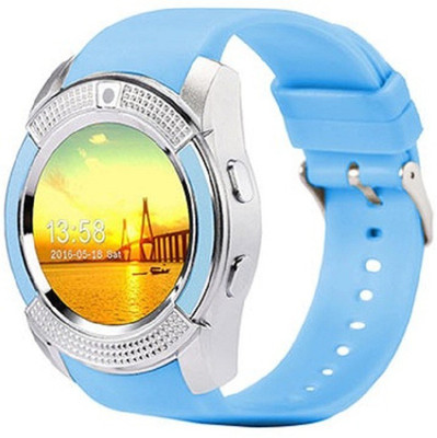 

Voltegic ® 1.22 inch HD IPS Full Round Screen, Resolution 240*240 pixel SIM Card Pedometer Sleep Monitor MP3 Blue Smartwatch(Blue Strap Regular)