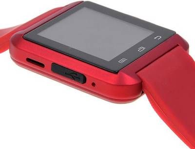 MDI U8 BLACK Smartwatch (Red Strap) 