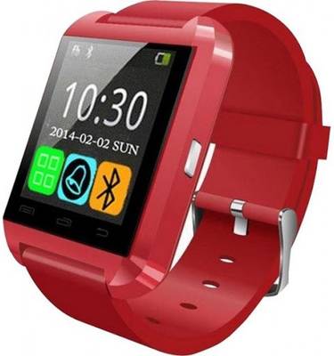 MDI U8 BLACK Smartwatch (Red Strap) 