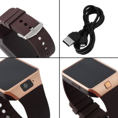 VibeX ® DZ-09 Mobile GSM-SIM Card Sport Camera HD Gold Smartwatch (Gold Strap Free Size) 