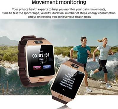 Maxed with SIM card, 32GB memory card slot, Bluetooth and Fitness Tracker Smartwatch 002-GD Golden Sma...