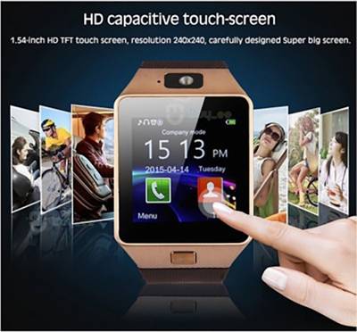Maxed with SIM card, 32GB memory card slot, Bluetooth and Fitness Tracker Smartwatch 002-GD Golden Sma...