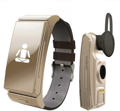 

Flipfit FITNESS BAND CUM BLUETOOTH HEADSET, HEART RATE MONITOR ,MESSAGE AND CALL NOTIFICATION, 3D PEDOMETER ,CALORIE MONITOR brown Smartwatch(Brown Strap Regular)