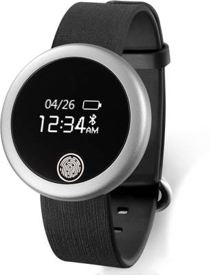 fbandz S6 IP-65 Waterproof Bluetooth Heart Rate Monitor Fitness Band Silver Smartwatch (Silver Strap Free size) 