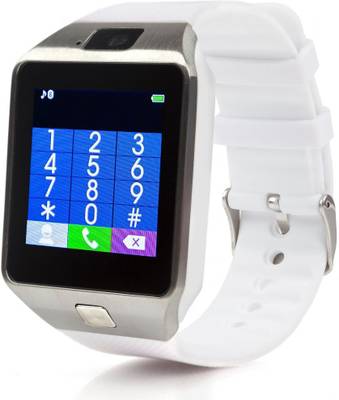 Frenzy With Sim, Memorycard slot, Bluetooth and Fitness tracker White Smartwatch (White Strap) 