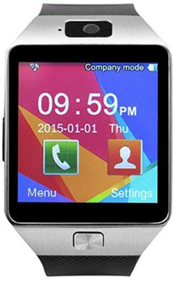 

888 DZ09 Bluetooth Smart Watch Silver Colour Black Strap Smartwatch(Black Strap Regular)