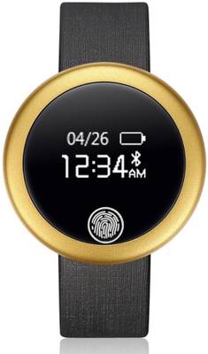 fbandz S6 IP-65 Waterproof Bluetooth Heart Rate Monitor Fitness Band Gold Smartwatch (Gold Strap Free size) 