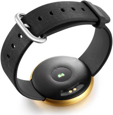 fbandz S6 IP-65 Waterproof Bluetooth Heart Rate Monitor Fitness Band Gold Smartwatch (Gold Strap Free size) 