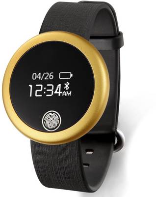 fbandz S6 IP-65 Waterproof Bluetooth Heart Rate Monitor Fitness Band Gold Smartwatch (Gold Strap Free size) 