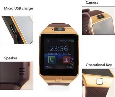 MM T30 Gold Bluetooth Notification Smartwatch (Brown Strap) 