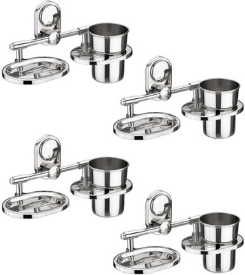 

Leaves Soap Case And Tooth Brush Holder Pack of 4 Pcs.(Silver)