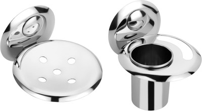 

Osian 2 Pieces Bathroom Accessories(1-Soap Dish ,1-Tumbler Holder)-Creta Series(Silver)