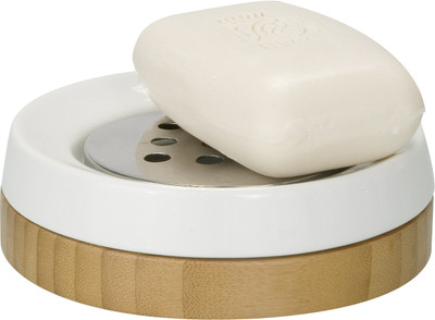 

Home Collective - Wenko Ceramic Soap Dish Bamboo(White, Beige), Beige;white